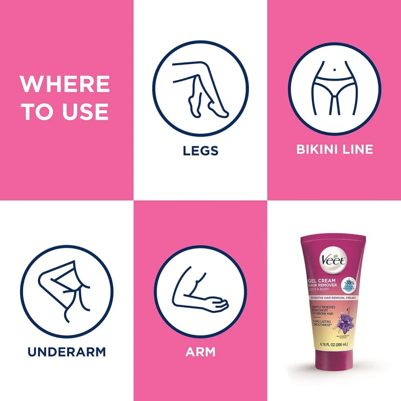 Crema En Gel Depilatoria Veet, De Acción Rápida, Fórmula Sen