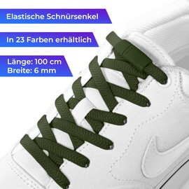 Schnürfuchs Premium Elastic Shoelaces without Tying - Magnetic Shoelaces, Rubber Laces, Quick Release - Quick Lacing System Laces - Elastic Shoelaces, Army Green