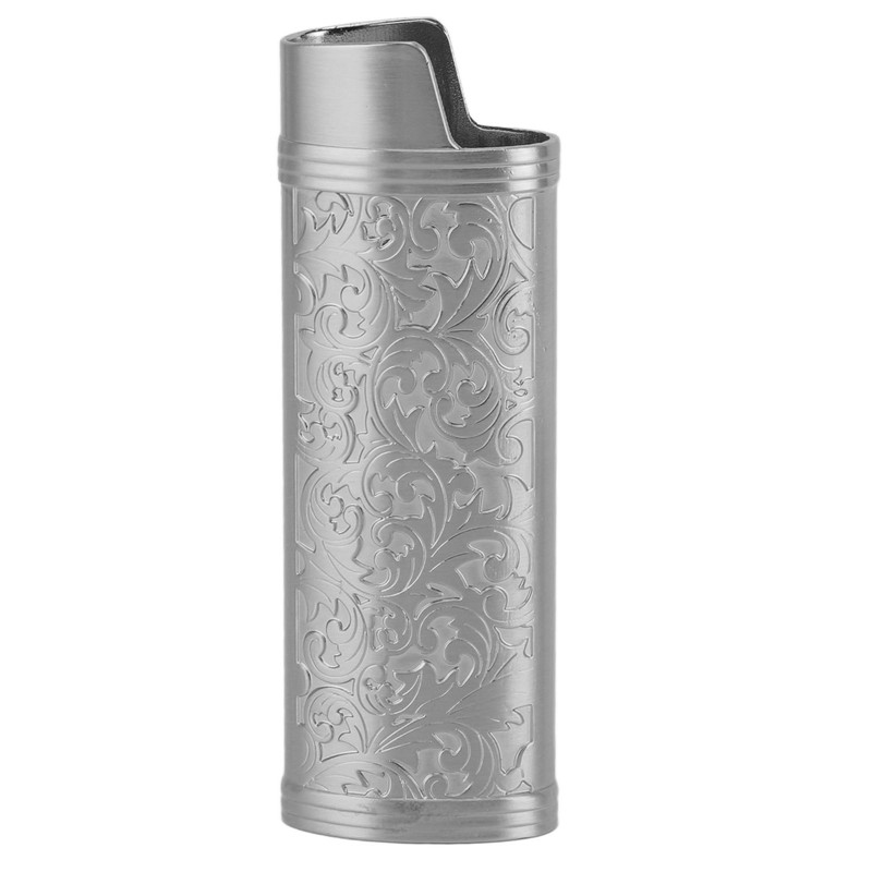 2 Pcs Lighter Case Zinc Alloy Vintage Floral Stamped Classical