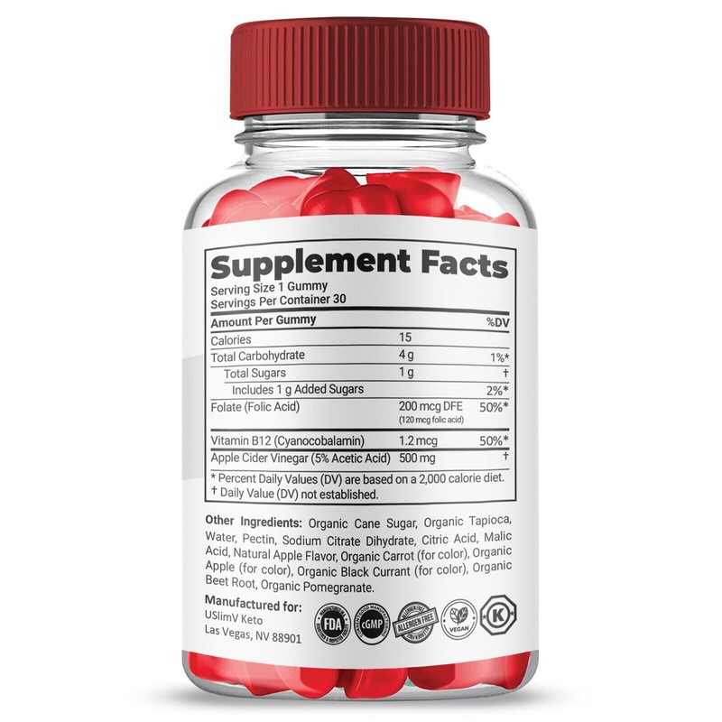 USlimV Keto ACV Gummies, Max Strength Gummies with Apple Cider