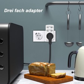 EXTRASTAR Multi-socket 3-way socket adapter, 2 Euro + 1 Schuko socket, child lock, adapter plug for office, home or travel, white (2 pieces)