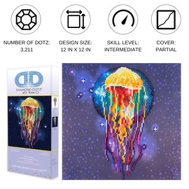 DIAMOND DOTZ at Home Jellyfish Diamond Painting Kits for Adults - Diamond Art Kits a Relaxing Creative Craft Kit with Dotz Gems 12x12