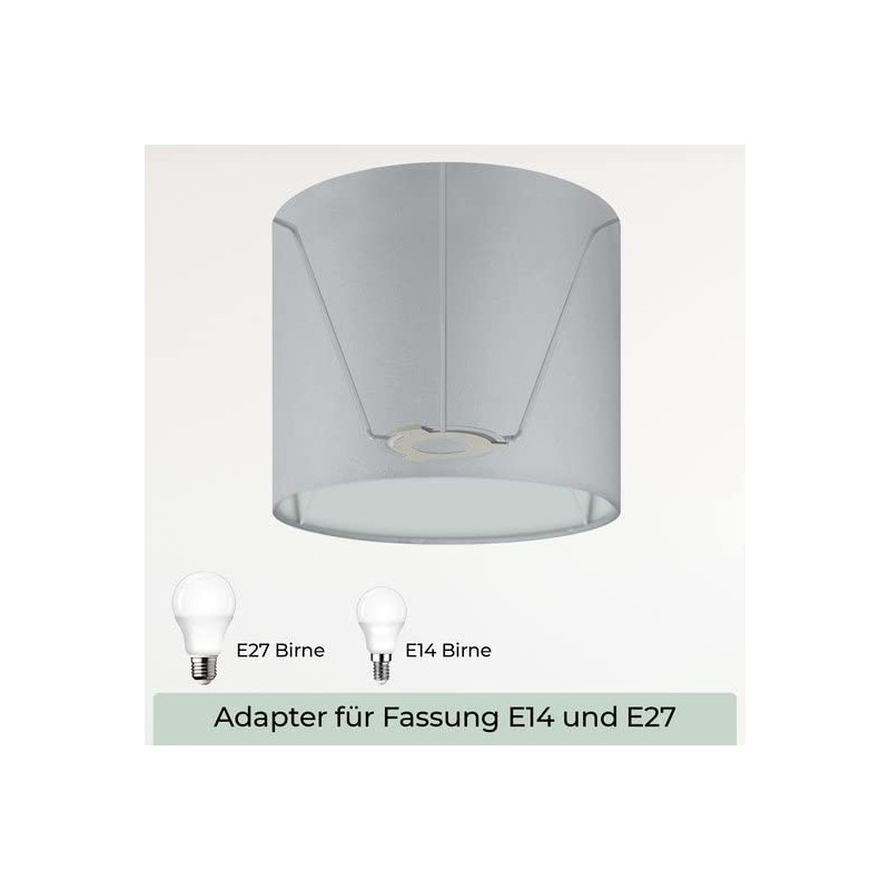 Wogati® Premium Lampshade E14/E27 Cotton Grey Diameter 14 cm Height