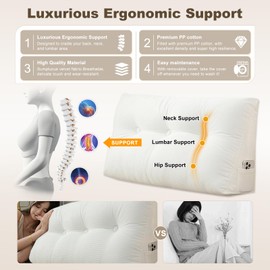 Shuyeon Wedge Pillow Headboard Triangular Bed Wedge Pillow for Headboard, Headboard Pillow Reading Pillow for Daybeds and Bunk Beds with Removable Velvet Cover