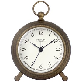 FOUNTAIN DESIGNS Jensen Pocket Watch Alarm Clock - Silent Non Ticking, Modern Farmhouse Style, Wall & Mantel 2 in 1 Clock, Desk & Shelf Clock, Antique Bronze Finish, 5.4"(H) x 4.5"(W)