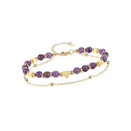 JSDDE Amethyst Crystal Bracelet for Women, Healing Crystal Gemstone Bracelets Gifts for Girlfriend Mum Birthday Christmas