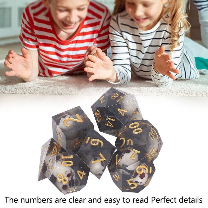 Polyhedral Dice Set Role Playing Epoxy Resin Transparent Skull Dice