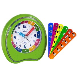 Atlanta Children's Alarm Clock without Ticking with Snap Bracelet for Children - 1953 AB, Green
