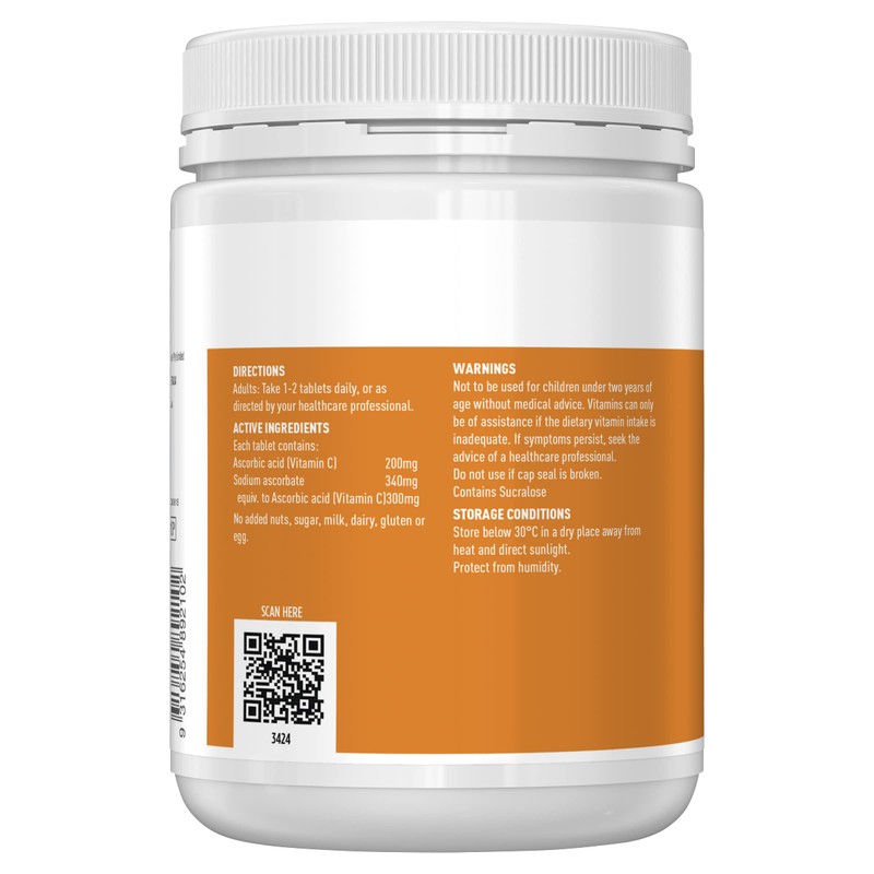 Healthy Care Vitamin C Chewable Tablets - Supports Skin Health