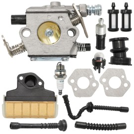 Hoypeyfiy Carburettor Kit with Gasket Air Filter Housing Petrol Filter Spark Plug Replacement Parts Carburetor Accessories Replacement for STIHL 021 MS210 023 MS230 025 MS250 Chainsaw