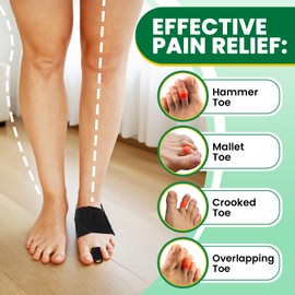 JUMPOW Hammer Toe Straightener Corrector for Men & Women – 1 Pack Adjustable Non-Slip Toe Splint Relief for Hammer, Curled, Crooked, Broken Support