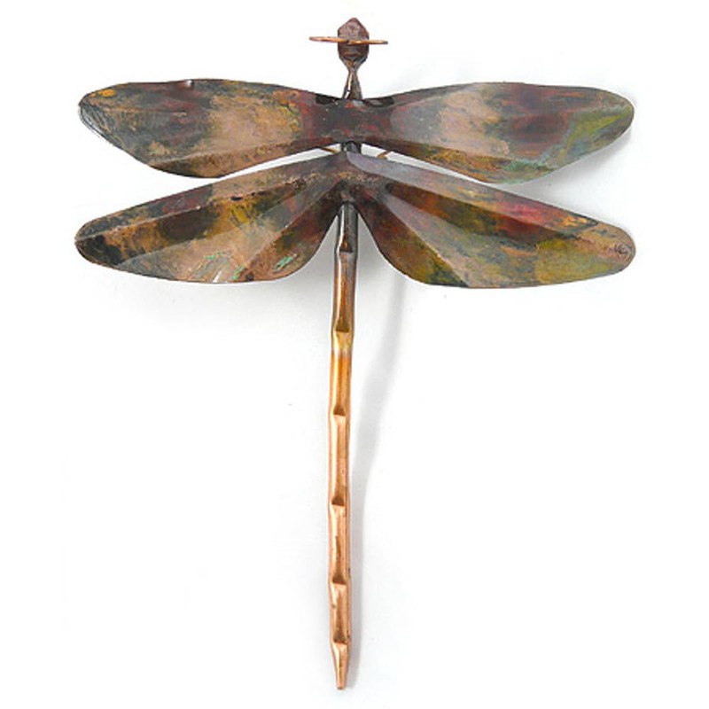 Modern Artisans American Made Copper Dragonfly Garden Sculpture & Stake