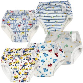 F4022E Baby Training Pants, 3 Layers, Boys 5 Pack, Vehicles, Dinosaurs, etc
