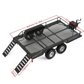 1/10 RC Trailer with Hitch Mount Receiver & Hauling Ropes for Crawler Cars Axial SCX10 D90 Wrangler TRX4 TRX6 Redcat GEN8