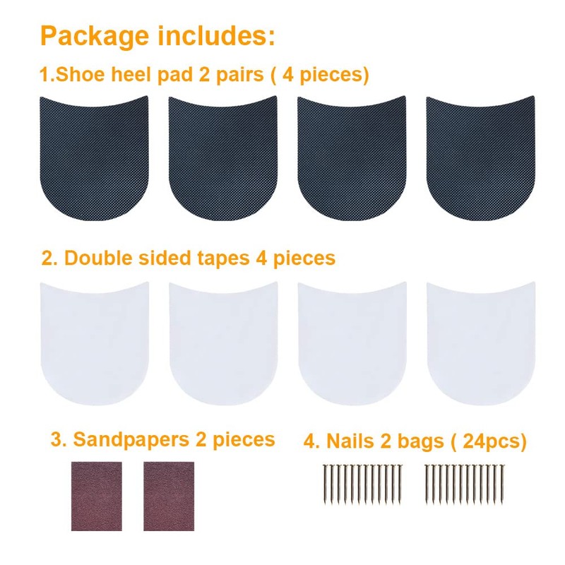 Unikstep 2 Pairs Shoe Heel Pads, Shoe Repair Rubber Heels,