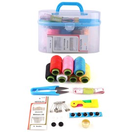 Costura Kit, 10pcs Suministros de Costura de Bricolaje Artículos Hilo Tela Herramientas con Caja para Hogar Viaje Accesorios de Coser(color de caja es aleatorio)