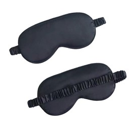 2 Pack Sleep Masks Soft Silk Satin Travel Light Blocking Eye Mask Covers for Sleeping with Adjustable Elastic Strap, Soft Eye Cover Eyeshade for Night Sleeping, Travel, Nap (Black＆Black)