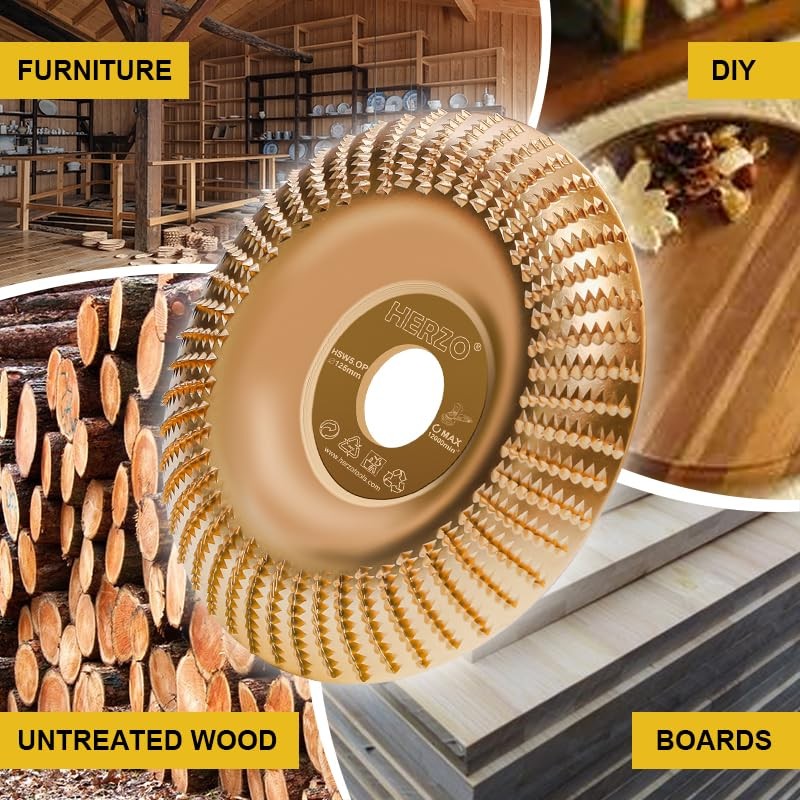 HERZO Wood Carving Wheel Grinder Wheel 5 Inch Wood Shaping