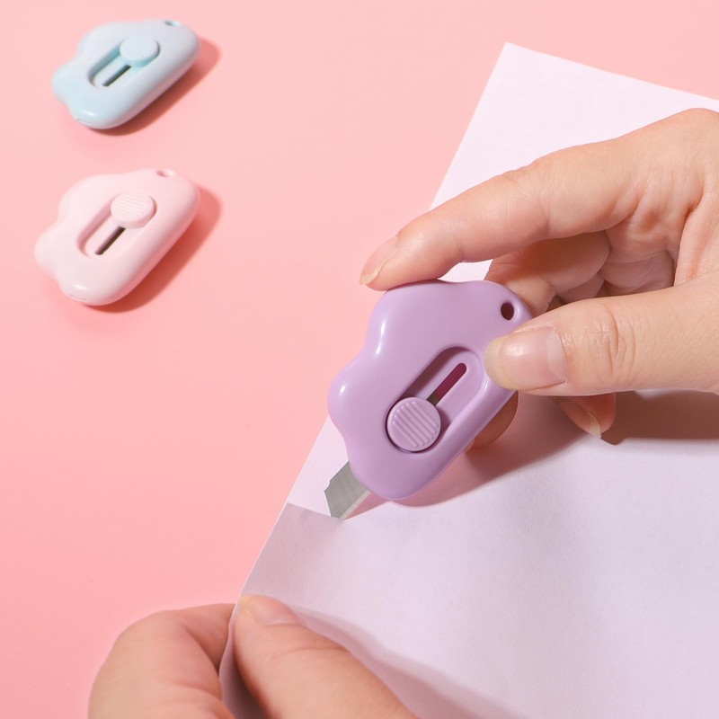 6 Pack Retractable Box Cutters, Cute Box Opener- Cloud Mini