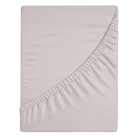 Venice Home 100% Cotton Fitted Sheet Only - Deep Pocket up to 16inch - All-Around Elastic - T-Shirt Fabric Jersey Knit - Extra Soft - Easy Fit - All Season - Comfy (Beige, Twin)