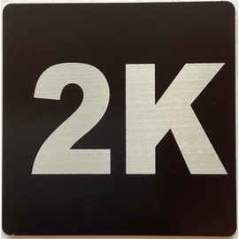 Apartment number 2K sign - UNIT NUMBER 2K SIGN/SUITE 2K SIGN (BLACK, SIZE 4x4 inch, DOUBLE SIDED TAPE) -Broadway Line