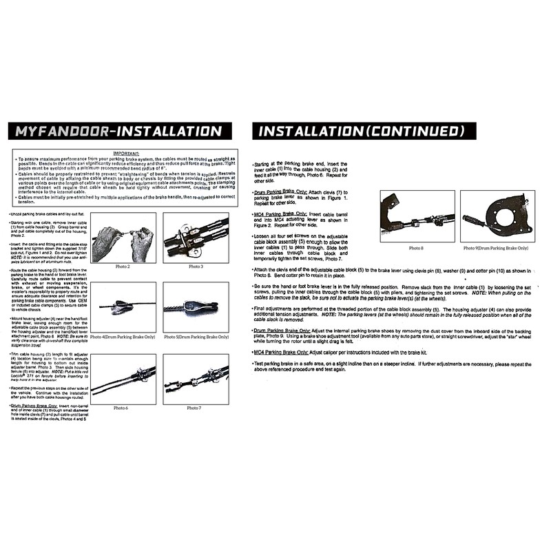 MYFANDOOR UnIversal Emergency Parking Brake Cable Complete Kit Replace 330-9371