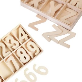 Ddff Wooden Letters & Numbers Set, Wooden Letters, 130 Pieces, Wooden Numbers 0-9, 50 Pieces, DIY Party Home Decoration Displays and Children's Learning