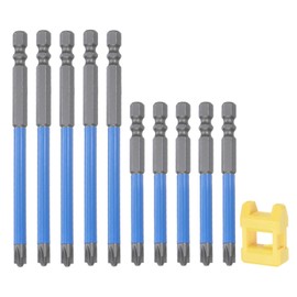 HARFINGTON 10pcs Phillips Slotted Head Screwdriver Bits FPH2 1/4" Hex Shank S2 Steel Magnetic Flat Cross Head Electrician Bit with Magnetizer