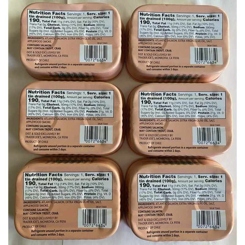 Trader joe’s Pack-6 Trader Joe’s Light smoked Salmon Skinless Boneless