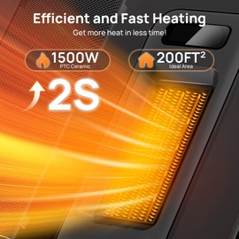 FLANUR Space Heaters for Indoor Use, Smart Portable Electric Heater with Thermostat, WiFi and Voice Control, 12H Timer, 4 Modes, 36dB 1500W PTC Ceramic Safety Heat for Office Bedroom Home 1Pack Black