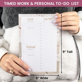 bloom daily planners Timed Work & Personal To Do List Planning Pad - Undated Tear-Off Hourly Checklist Notepad Appointment Organizer - 6" x 9" - Brushed Beige