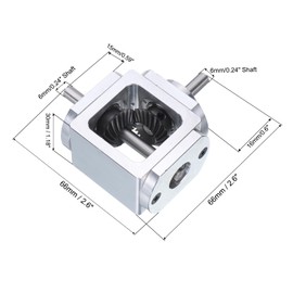 uxcell Gear Box 90 Degree Right Angle Bevel Gearbox 1:1 Single Output Shaft 1 Module 20 Teeth Bevel Gear Aluminum Frame Simple Mechanical DIY Module with 6mm Shaft