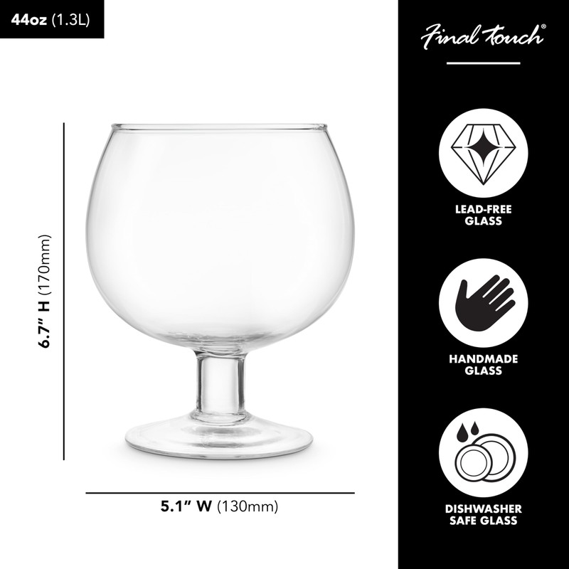 Final Touch Fishbowl Glass - Extra Large Unique Drinking Cup