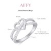 AFFY Infinity Heart Promise Ring Round White Cubic Zirconia Split