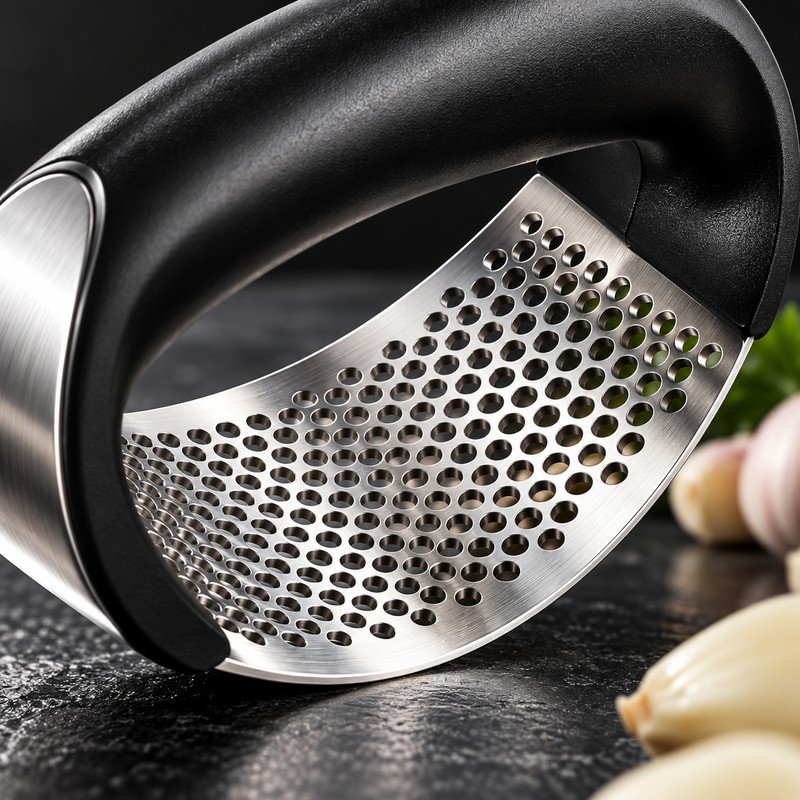Stainless Steel Garlic Press for Food Prep – Manual Rocker