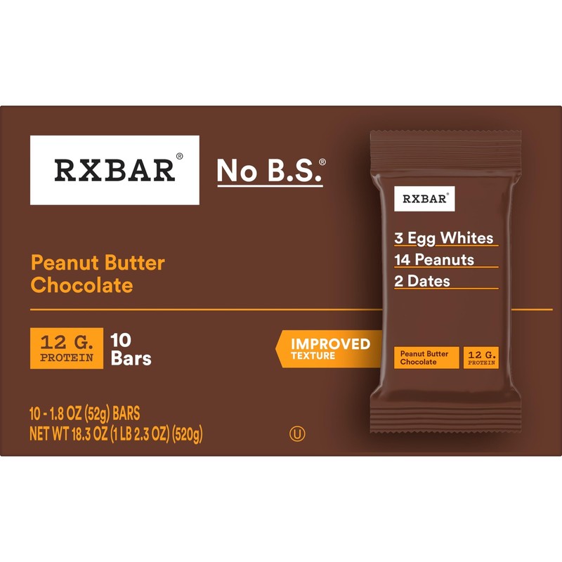 RXBAR Protein Bars, Protein Snack, Snack Bars, Peanut Butter Chocolate,