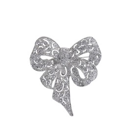 Vintage Big Bow Knot Rhinestones Sparkly Brooches Pins Delicate Ribbon Bow Brooch Classic for Wedding Party Dance Banquet for Women Girls Lapel Pins Dress Suit Shirt Accessories Jewelry (White)