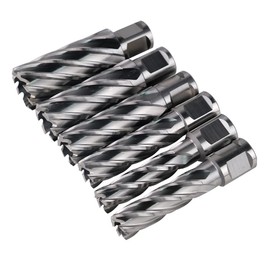 YXHTOOLS HSS Annular Cutter Set 6 pcs Cutting Depth 2" 3/4 Inch Weldon Shank and Diameter 9/16”,5/8”,11/16”,13/16'',15/16'',1-1/16'' with 2 Pilot Pins for Drill Press Standard,Magnetic Drill Press