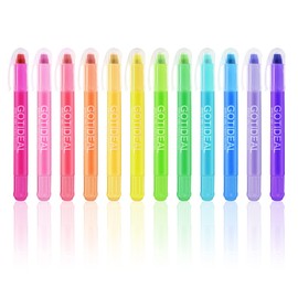GOTIDEAL Bible Highlighters, 12 Pack Assorted Colors Gel Highlighters Pens Set, Wax Bible Markers for Study Journaling School Book Supplies