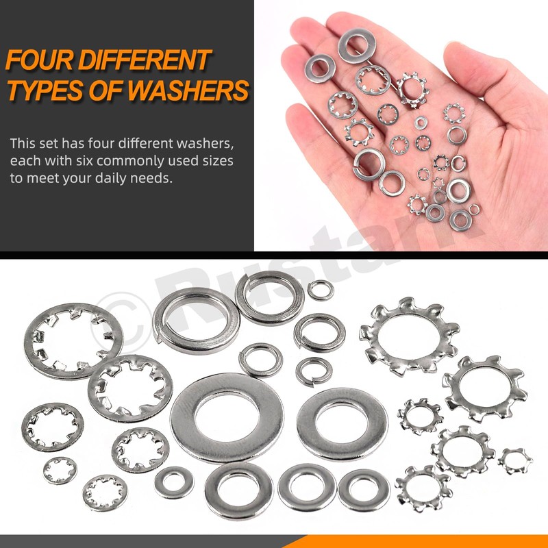 Rustark 400Pcs 6 Sizes 304 Stainless Steel Metric M3-M10 External