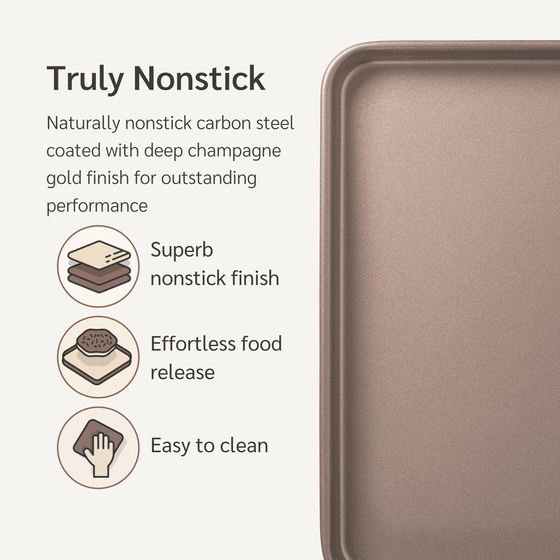 HAPPIELS Nonstick Non-Toxic 18-inch Half Baking Sheet 2-Pack | Premium