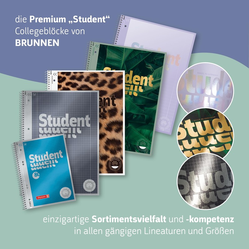 Brunnen 1067126 Notebook/Notepad Student Premium Set Treated Cover with Metallic