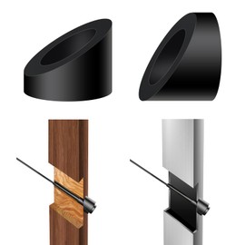 RiaYer 25 Pack 3/8" Black Angle Beveled Washers 25 30 35 Degree, Stainless Steel Cable Railing Angled Washer for 1/8", 3/16" Cable Railing Hardware,HF028B