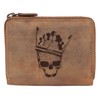 Greenburry Women's Wallet with Skull Motif - Leather Biker Wallet