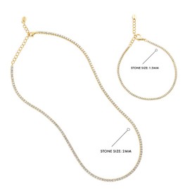 BERRICLE Sterling Silver Round Cut Cubic Zirconia CZ Fashion Choker Necklace and Tennis Bracelet Set for Women (Yellow Gold Flashed, Rhodium Plated), Sterling Silver, Cubic Zirconia