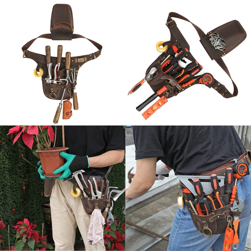 Tourbon Leather Garden Florist Tool Belt Utility Apron Tools Holster