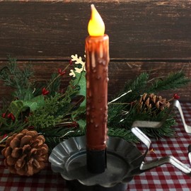 CVHOMEDECO. Real Wax Hand Dipped Battery Operated LED Timer Taper Candles Countr