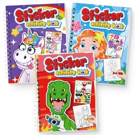 Make-a-Face Stickers Coloring Books 3-Pack,Unicorn,Dinosaur,Mermaid On The Go Travel Trip Must Have Toys Activity Pad Airplane Activities for Toddlers Kids Ages 4-8