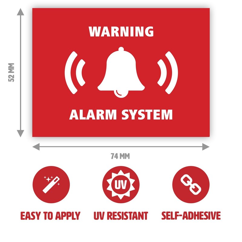 5 x Alarm System Stickers - Security Alarm Warning Sign