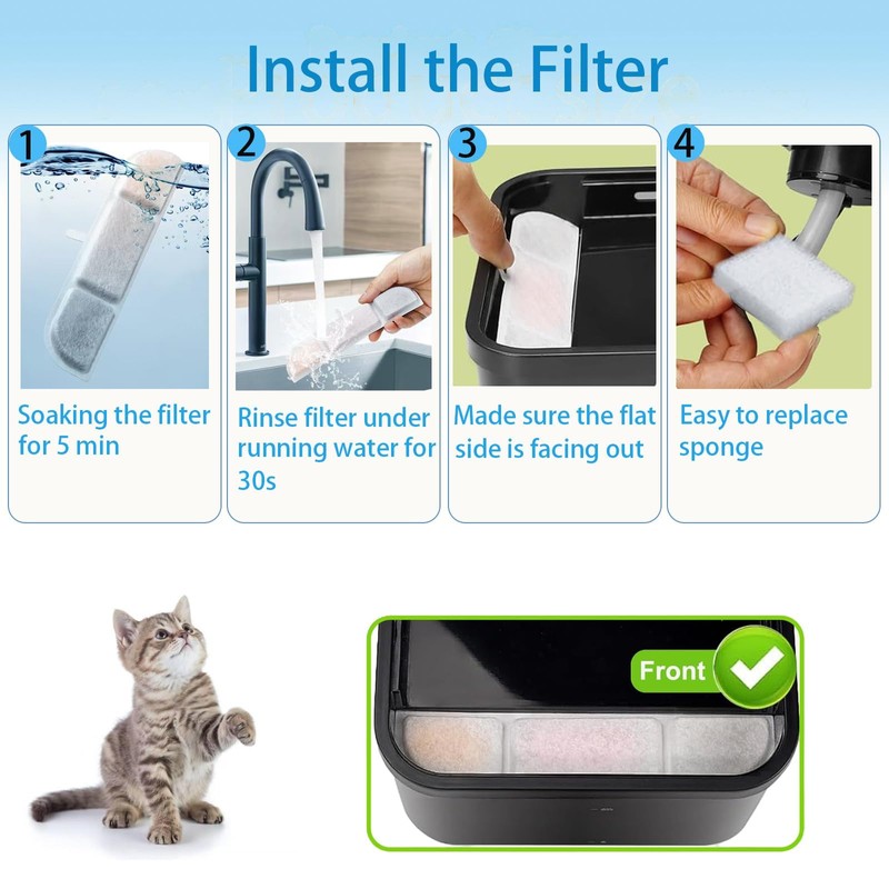 40 Packs Replacement Filters Compatible with Downy Paws Cat Water